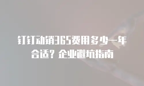 钉钉动销365费用多少一年合适？企业避坑指南