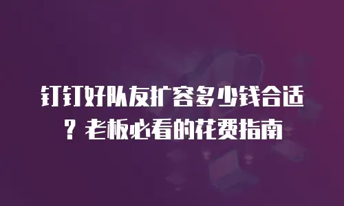 钉钉好队友扩容多少钱合适？老板必看的花费指南