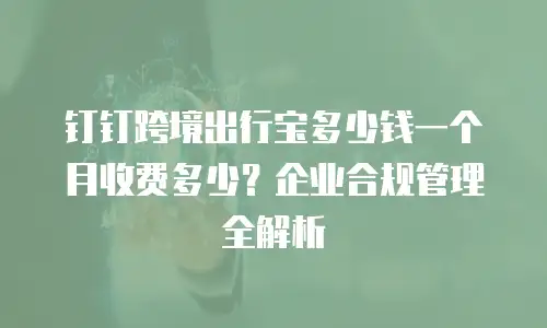 钉钉跨境出行宝多少钱一个月收费多少？企业合规管理全解析
