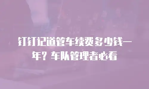 钉钉记道管车续费多少钱一年？车队管理者必看