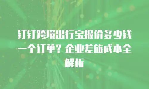 钉钉跨境出行宝报价多少钱一个订单？企业差旅成本全解析