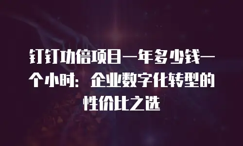 钉钉功倍项目一年多少钱一个小时：企业数字化转型的性价比之选