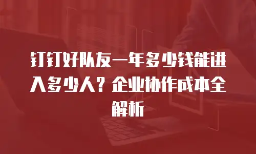 钉钉好队友一年多少钱能进入多少人？企业协作成本全解析