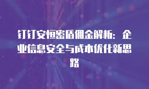 钉钉安恒密盾佣金解析：企业信息安全与成本优化新思路