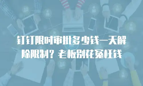 钉钉限时审批多少钱一天解除限制？老板别花冤枉钱
