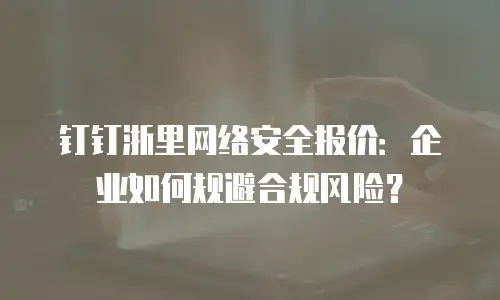 钉钉浙里网络安全报价：企业如何规避合规风险？