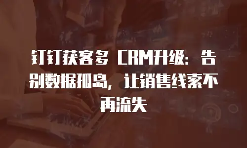 钉钉获客多 CRM升级：告别数据孤岛，让销售线索不再流失