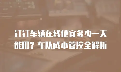 钉钉车辆在线便宜多少一天能用？车队成本管控全解析