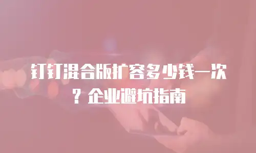 钉钉混合版扩容多少钱一次？企业避坑指南