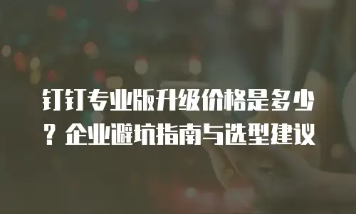 钉钉专业版升级价格是多少？企业避坑指南与选型建议