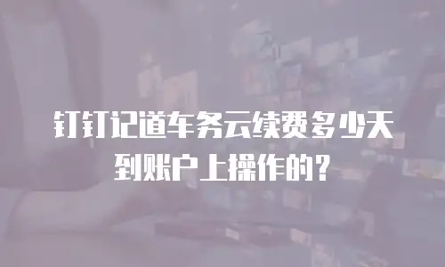 钉钉记道车务云续费多少天到账户上操作的？