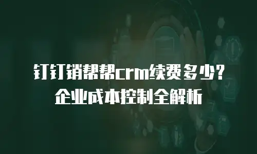 钉钉销帮帮crm续费多少？企业成本控制全解析