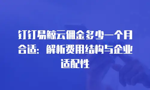 钉钉易鲸云佣金多少一个月合适：解析费用结构与企业适配性