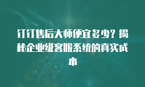 钉钉售后大师便宜多少？揭秘企业级客服系统的真实成本