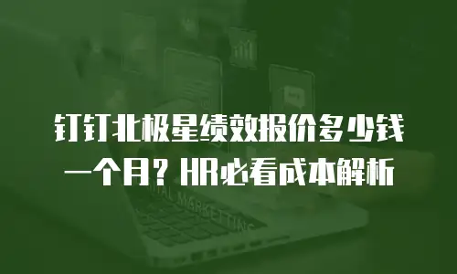 钉钉北极星绩效报价多少钱一个月？HR必看成本解析