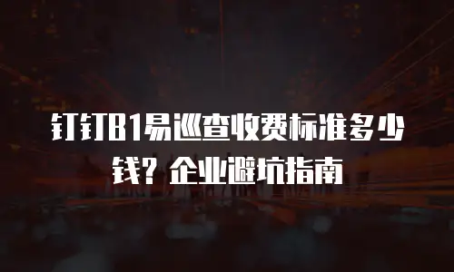 钉钉B1易巡查收费标准多少钱？企业避坑指南