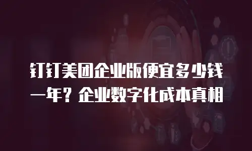 钉钉美团企业版便宜多少钱一年？企业数字化成本真相