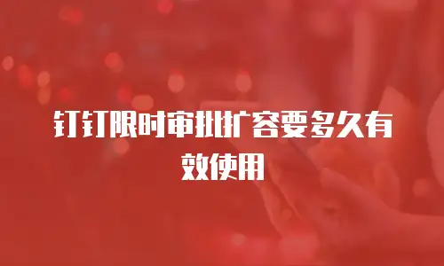 钉钉限时审批扩容要多久有效使用