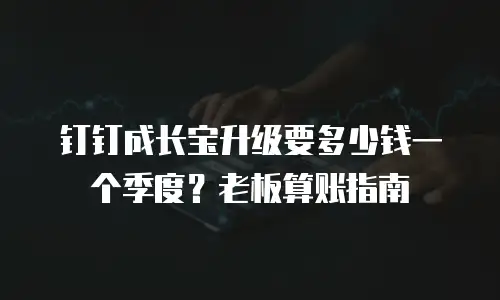 钉钉成长宝升级要多少钱一个季度？老板算账指南