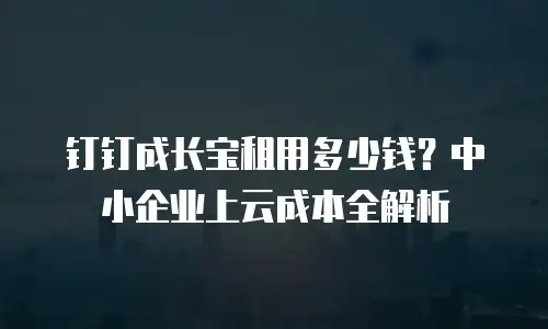 钉钉成长宝租用多少钱？中小企业上云成本全解析