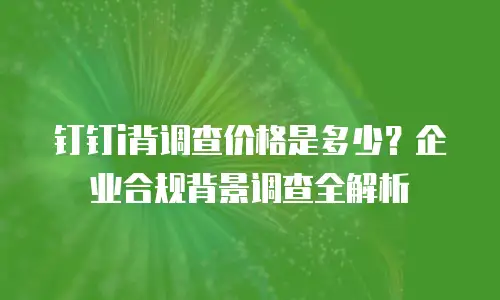 钉钉i背调查价格是多少？企业合规背景调查全解析