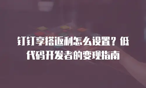 钉钉享搭返利怎么设置？低代码开发者的变现指南