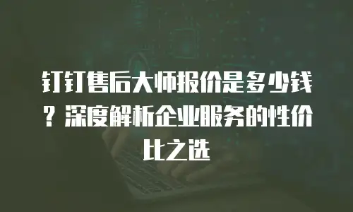 钉钉售后大师报价是多少钱？深度解析企业服务的性价比之选
