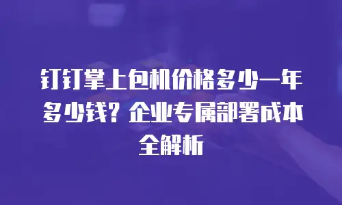 钉钉掌上包机价格多少一年多少钱？企业专属部署成本全解析