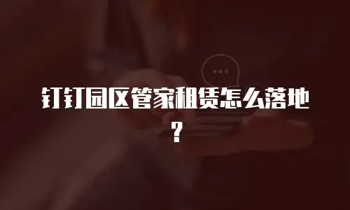 钉钉园区管家租赁怎么落地？