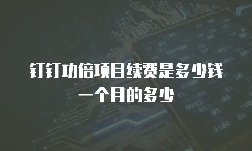 钉钉功倍项目续费是多少钱一个月的多少