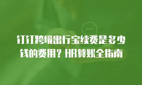 钉钉跨境出行宝续费是多少钱的费用？HR算账全指南