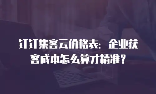钉钉集客云价格表：企业获客成本怎么算才精准？