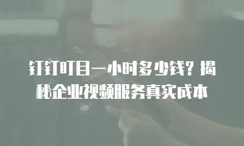 钉钉盯目一小时多少钱？揭秘企业视频服务真实成本