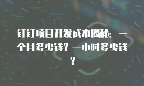 钉钉项目开发成本揭秘：一个月多少钱？一小时多少钱？