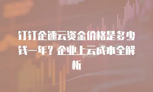 钉钉企速云资金价格是多少钱一年？企业上云成本全解析