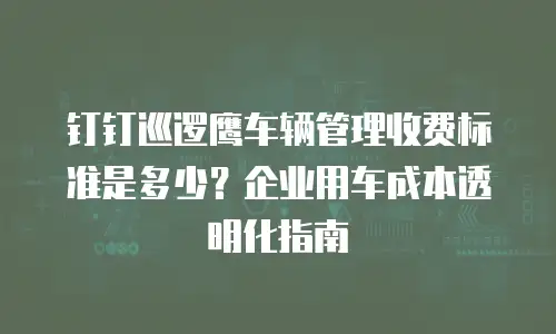 钉钉巡逻鹰车辆管理收费标准是多少？企业用车成本透明化指南