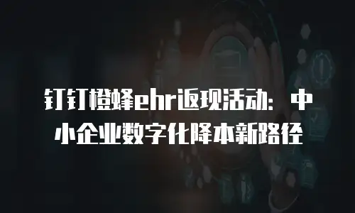 钉钉橙蜂ehr返现活动：中小企业数字化降本新路径