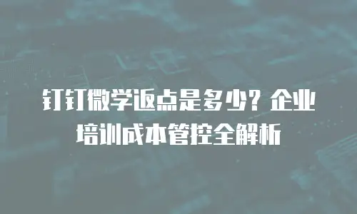 钉钉微学返点是多少？企业培训成本管控全解析