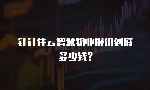 钉钉住云智慧物业报价到底多少钱？