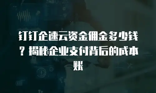 钉钉企速云资金佣金多少钱？揭秘企业支付背后的成本账