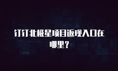 钉钉北极星项目返现入口在哪里？