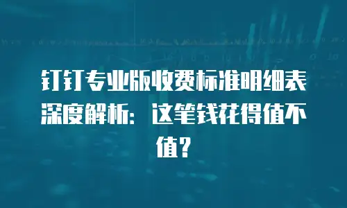 钉钉专业版收费标准明细表深度解析：这笔钱花得值不值？