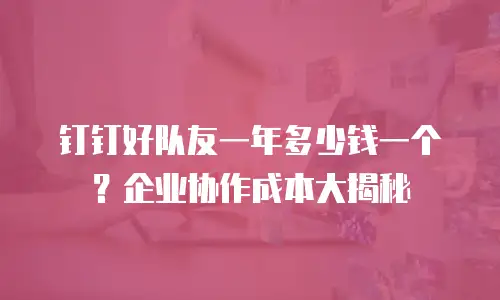 钉钉好队友一年多少钱一个？企业协作成本大揭秘