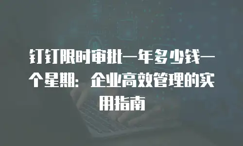 钉钉限时审批一年多少钱一个星期：企业高效管理的实用指南