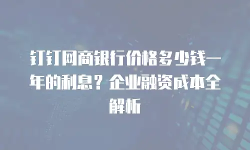 钉钉网商银行价格多少钱一年的利息？企业融资成本全解析