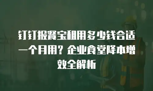 钉钉报餐宝租用多少钱合适一个月用？企业食堂降本增效全解析