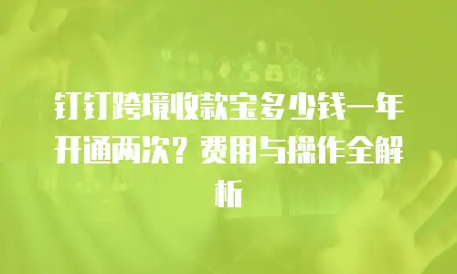 钉钉跨境收款宝多少钱一年开通两次？费用与操作全解析