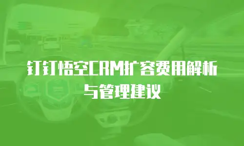 钉钉悟空CRM扩容费用解析与管理建议