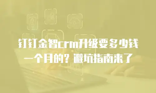 钉钉金智crm升级要多少钱一个月的？避坑指南来了