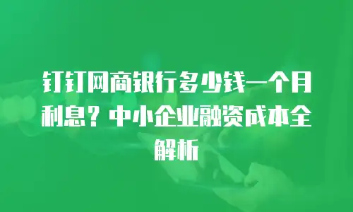 钉钉网商银行多少钱一个月利息？中小企业融资成本全解析